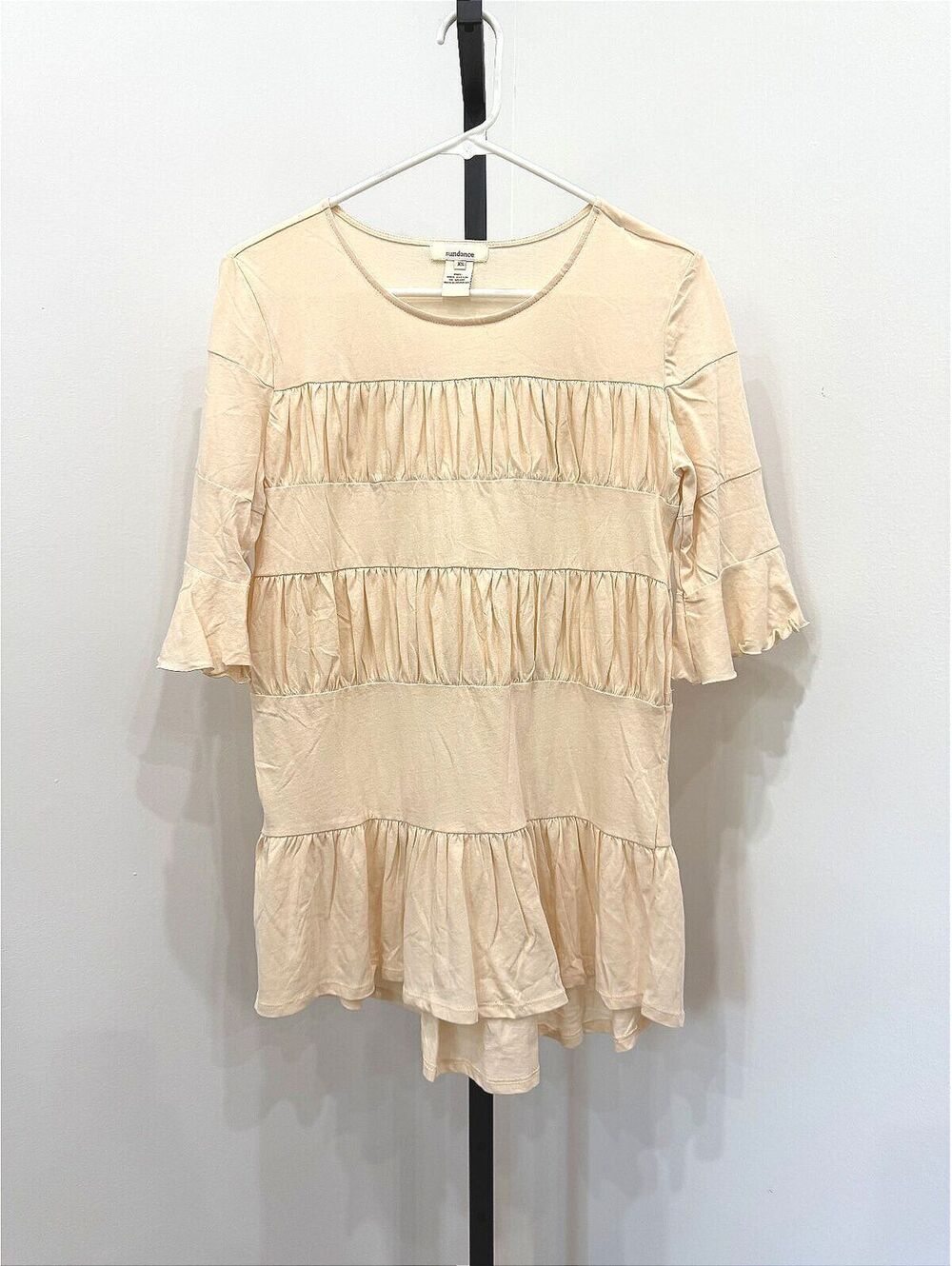 Sundance Women's Peach Cotton Tiered Ruffle Dress XS